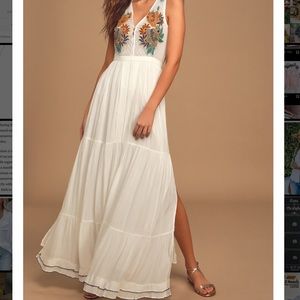 Lulus M White Embroidered Maxi-Tickets To Paradise